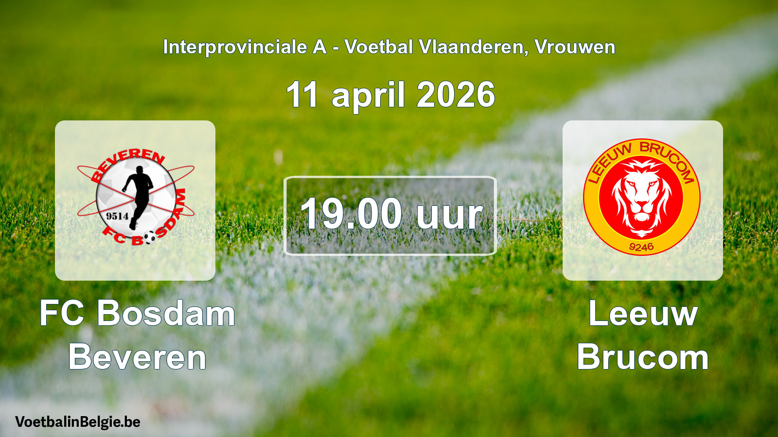 Scheduled match women football: FC Bosdam Beveren - Leeuw Brucom (11 April 2026)