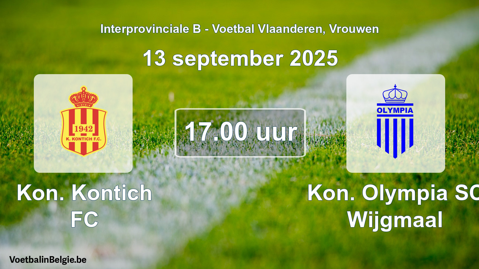 Geplande wedstrijd vrouwenvoetbal: Kon. Kontich FC - Kon. Olympia SC Wijgmaal (13 september 2025)