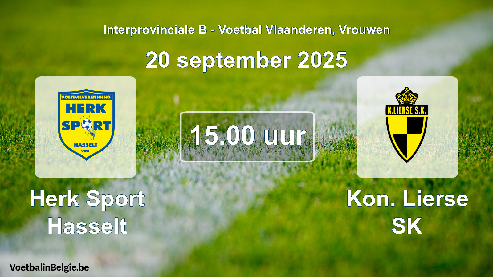 Geplande wedstrijd vrouwenvoetbal: Herk Sport Hasselt - Kon. Lierse SK (20 september 2025)