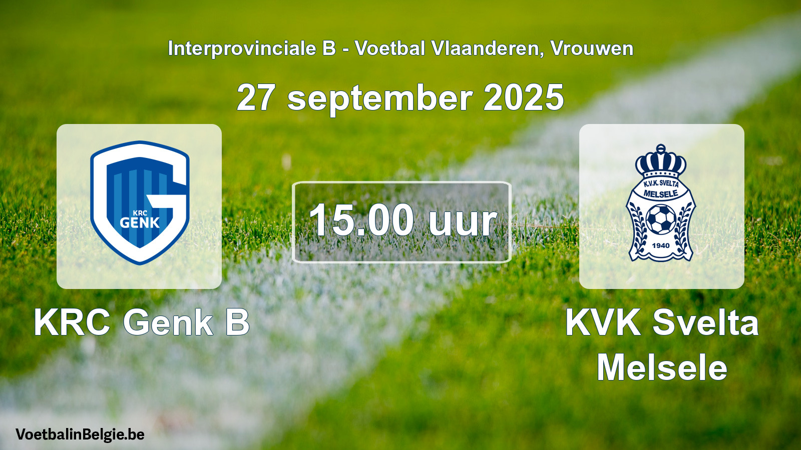 Scheduled match women football: KRC Genk B - KVK Svelta Melsele (27 September 2025)