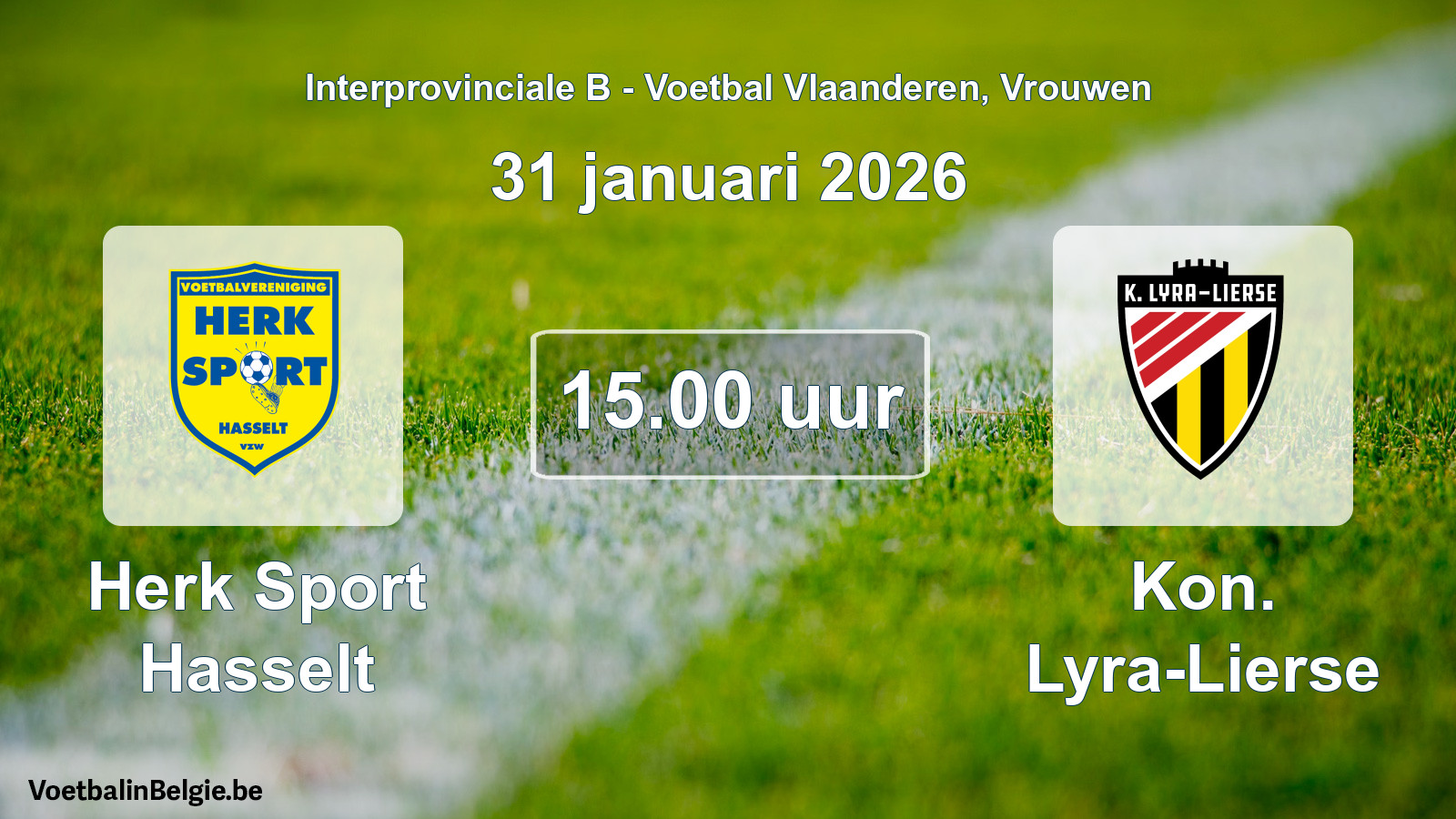 Scheduled match women football: Herk Sport Hasselt - Kon. Lyra-Lierse (31 January 2026)