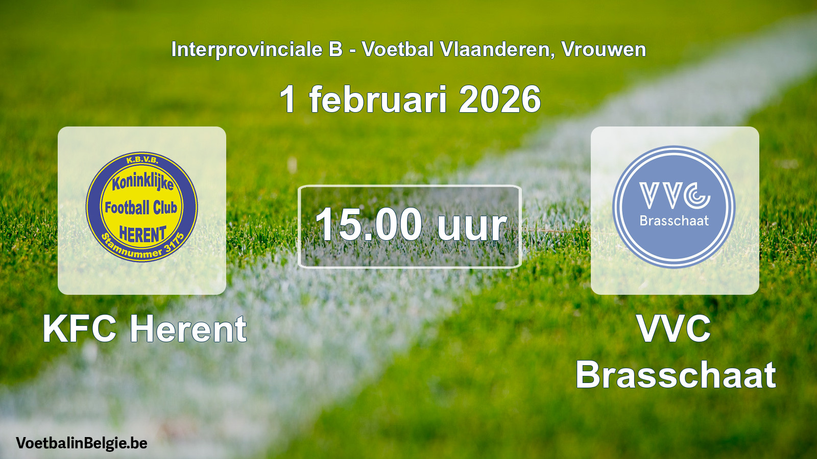 Match prévu football femmes: KFC Herent - VVC Brasschaat (1 février 2026)