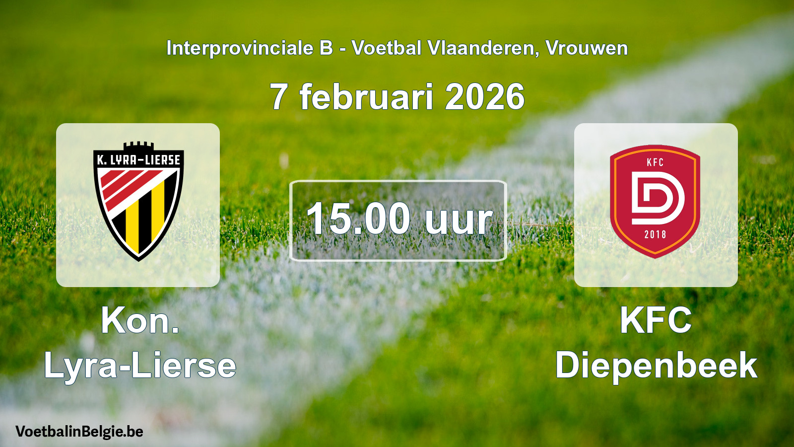 Scheduled match women football: Kon. Lyra-Lierse - KFC Diepenbeek (7 February 2026)