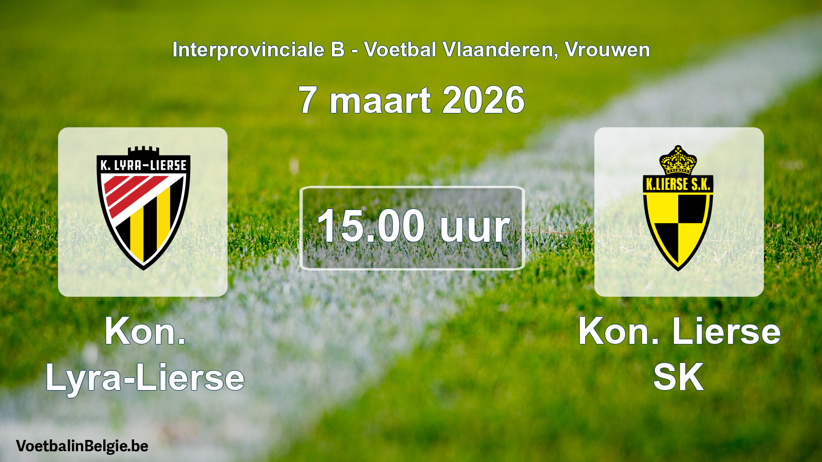 Geplande wedstrijd vrouwenvoetbal: Kon. Lyra-Lierse - Kon. Lierse SK (7 maart 2026)
