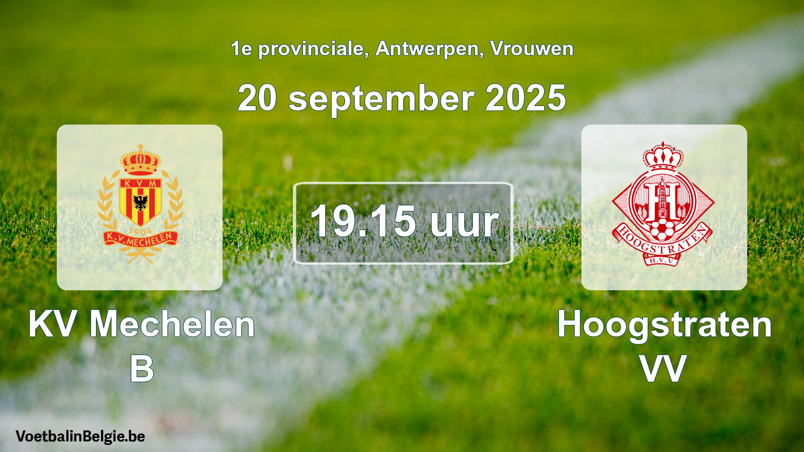 Scheduled match women football: KV Mechelen B - Hoogstraten VV (20 September 2025)