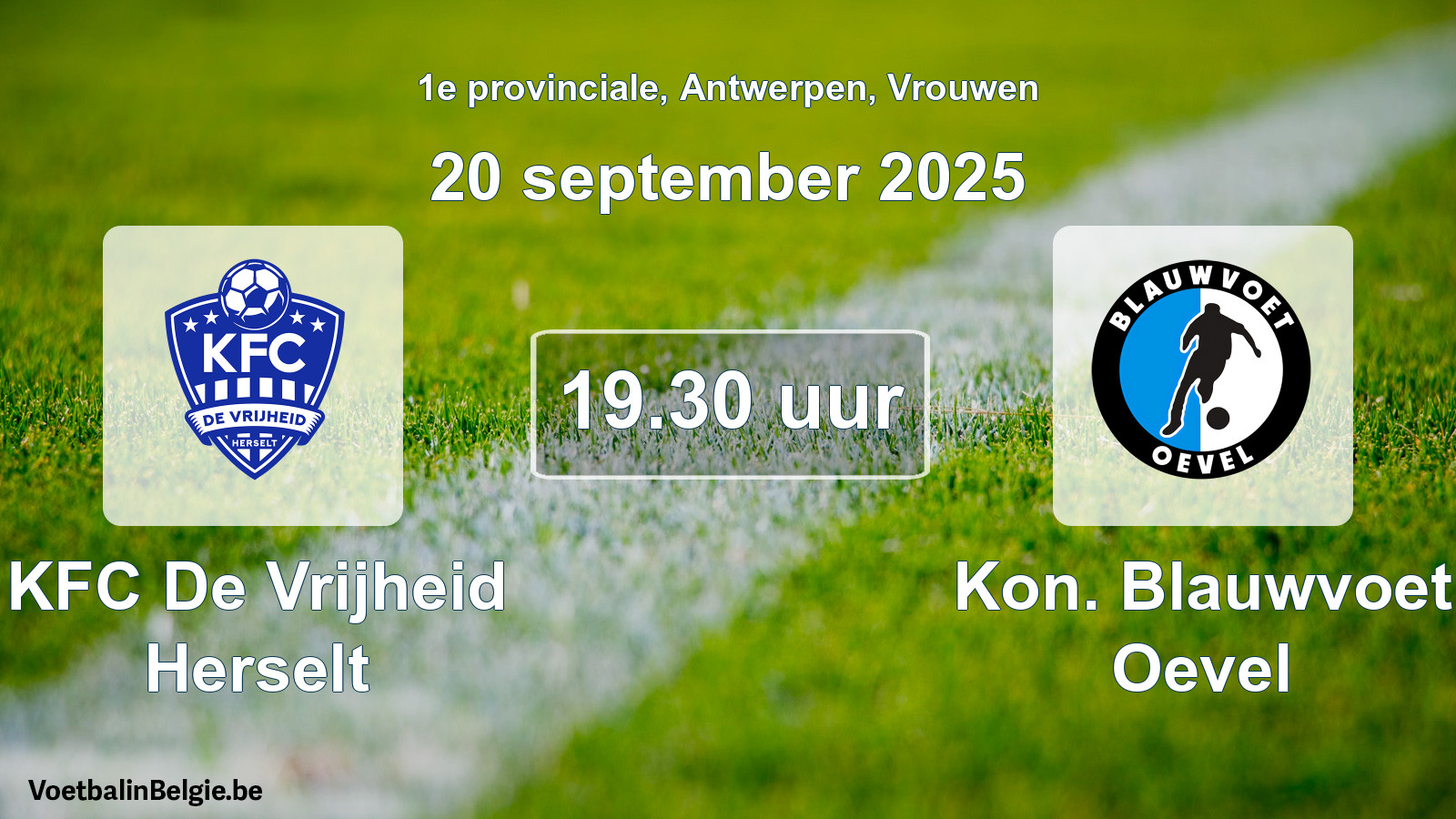 Scheduled match women football: KFC De Vrijheid Herselt - Kon. Blauwvoet Oevel (20 September 2025)