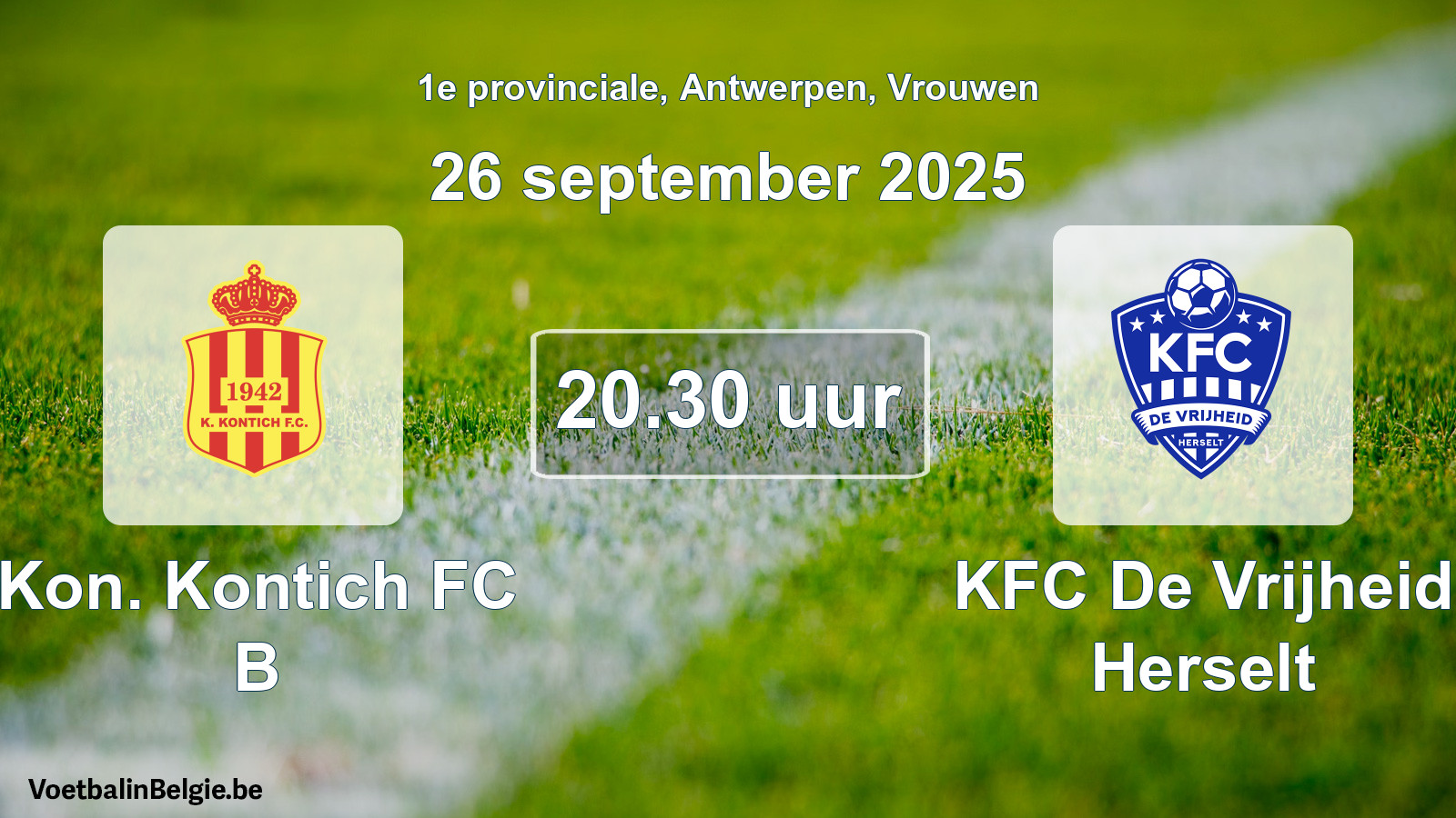 Scheduled match women football: Kon. Kontich FC B - KFC De Vrijheid Herselt (26 September 2025)