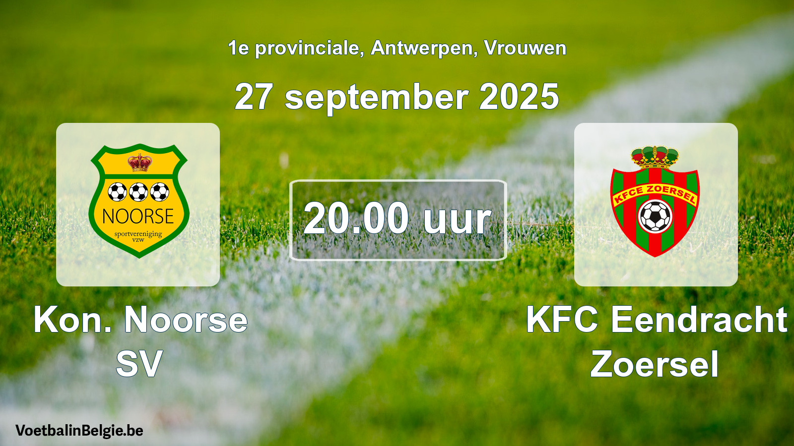 Geplande wedstrijd vrouwenvoetbal: Kon. Noorse SV - KFC Eendracht Zoersel (27 september 2025)