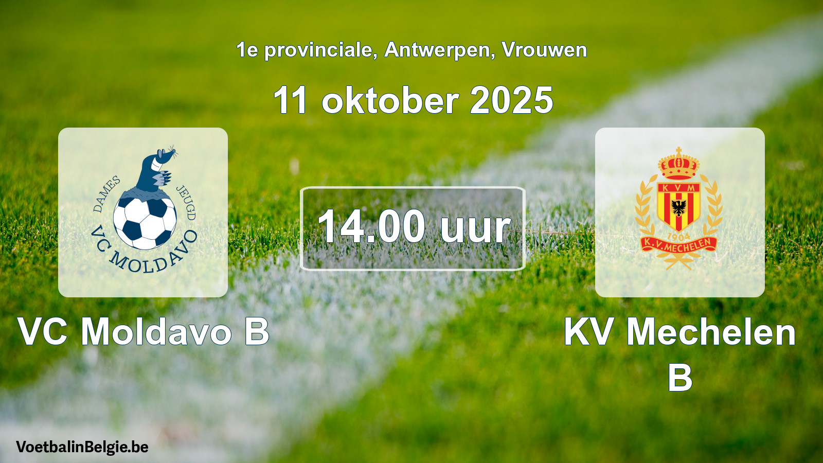 Scheduled match women football: VC Moldavo B - KV Mechelen B (11 October 2025)