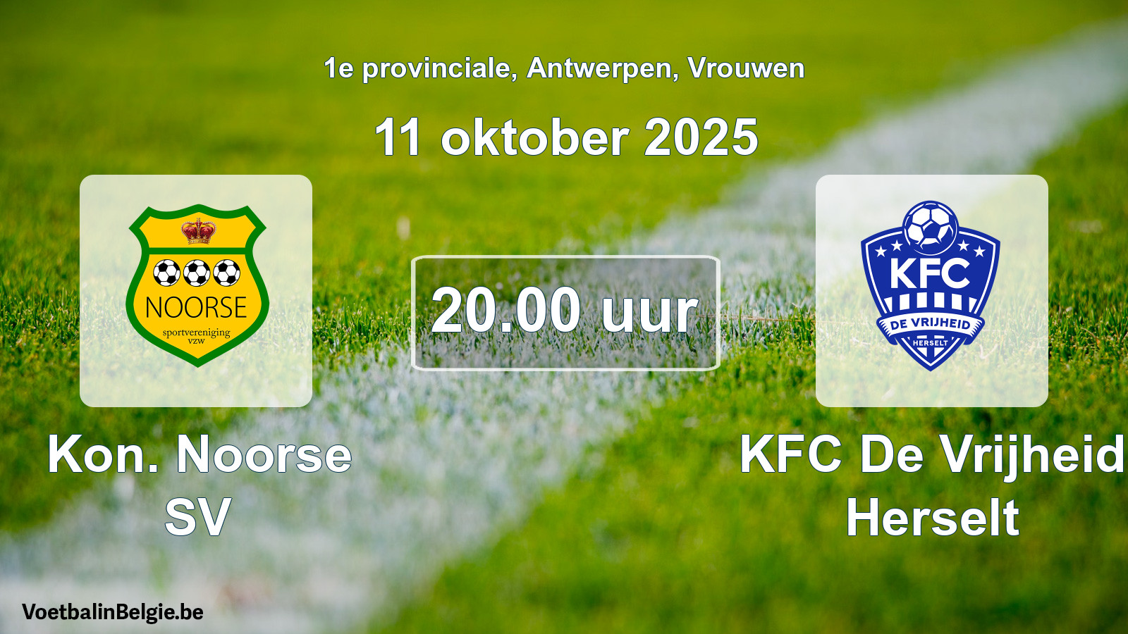 Scheduled match women football: Kon. Noorse SV - KFC De Vrijheid Herselt (11 October 2025)