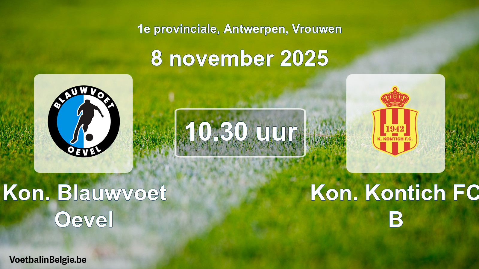 Geplande wedstrijd vrouwenvoetbal: Kon. Blauwvoet Oevel - Kon. Kontich FC B (8 november 2025)