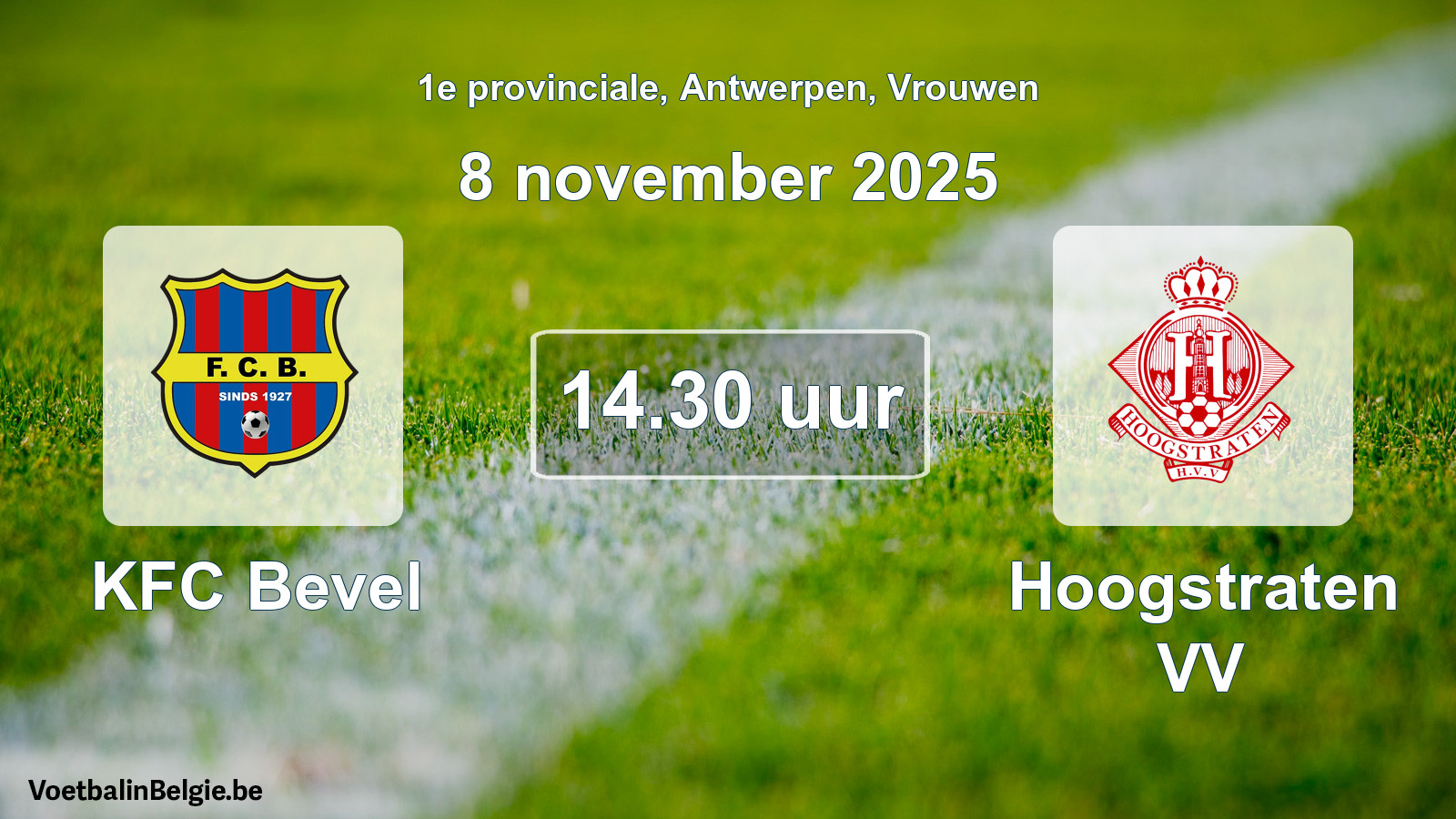 Scheduled match women football: KFC Bevel - Hoogstraten VV (8 November 2025)