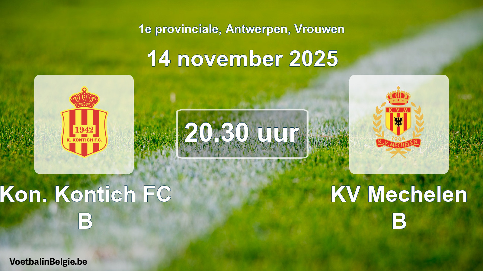 Scheduled match women football: Kon. Kontich FC B - KV Mechelen B (14 November 2025)