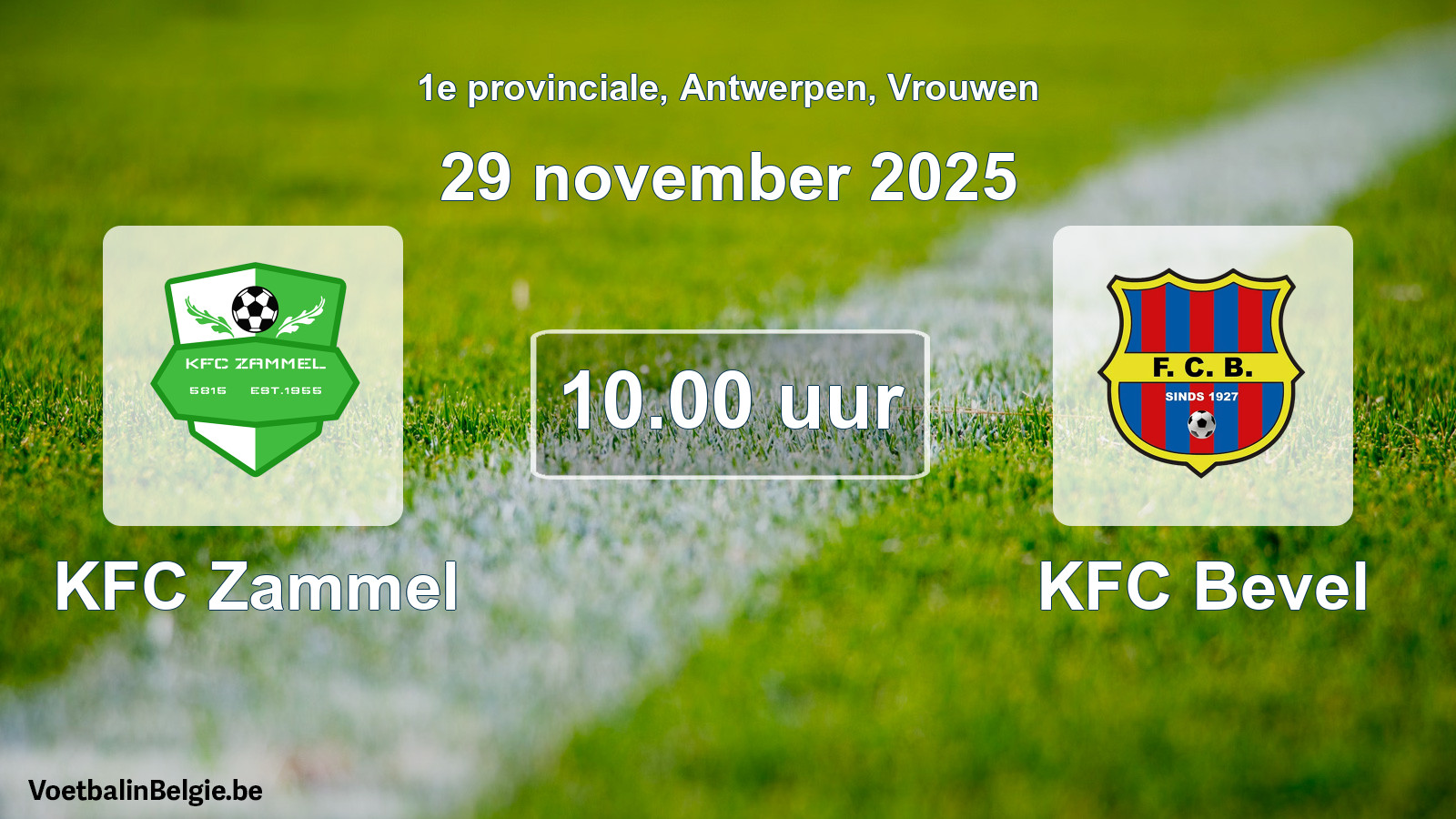 Geplande wedstrijd vrouwenvoetbal: KFC Zammel - KFC Bevel (29 november 2025)