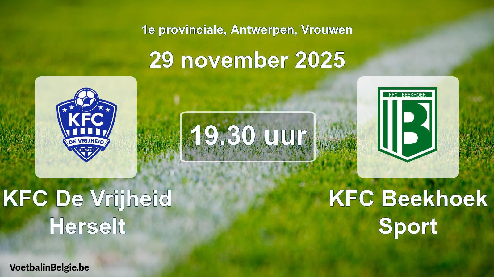 Geplande wedstrijd vrouwenvoetbal: KFC De Vrijheid Herselt - KFC Beekhoek Sport (29 november 2025)