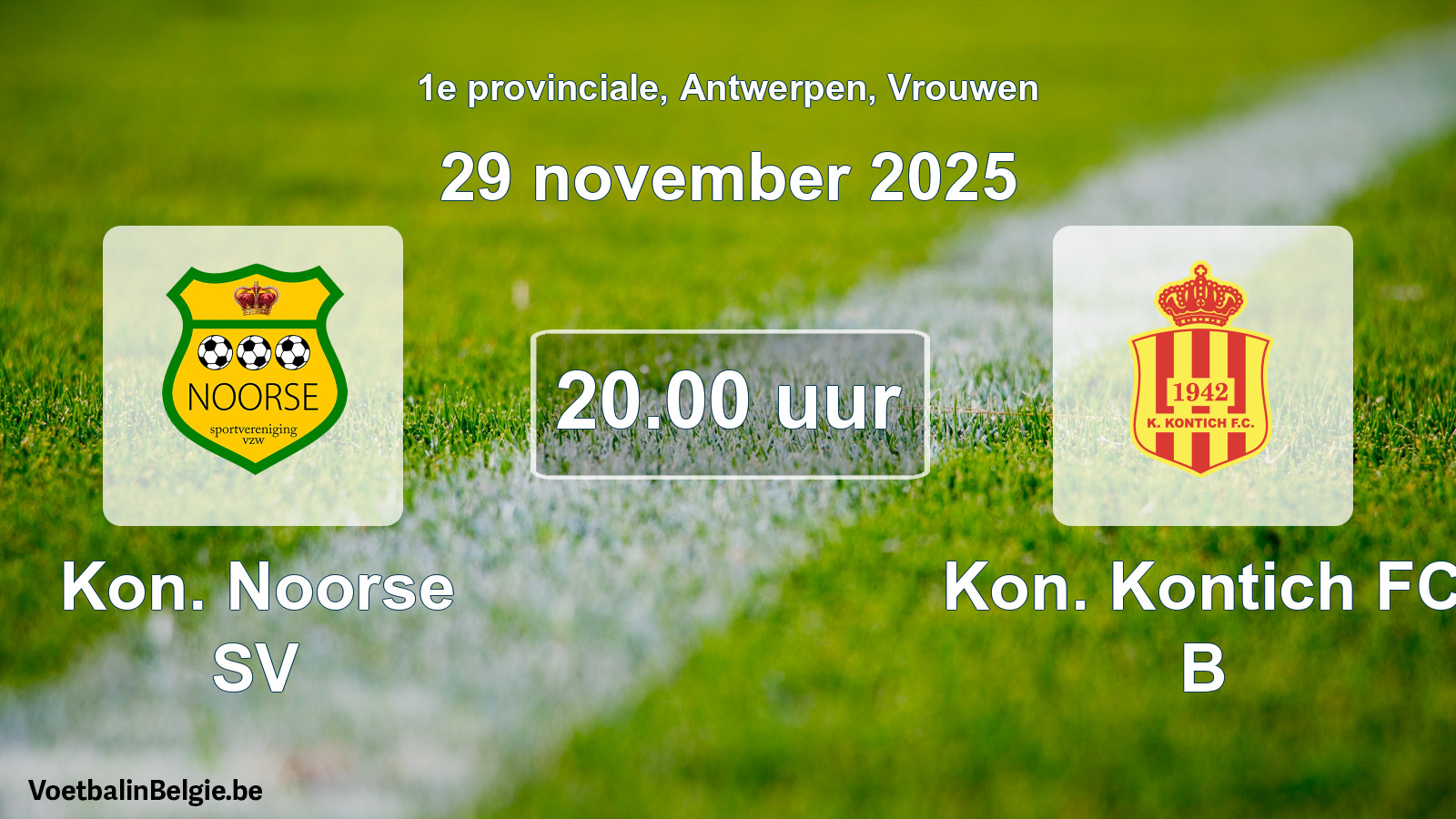 Geplande wedstrijd vrouwenvoetbal: Kon. Noorse SV - Kon. Kontich FC B (29 november 2025)