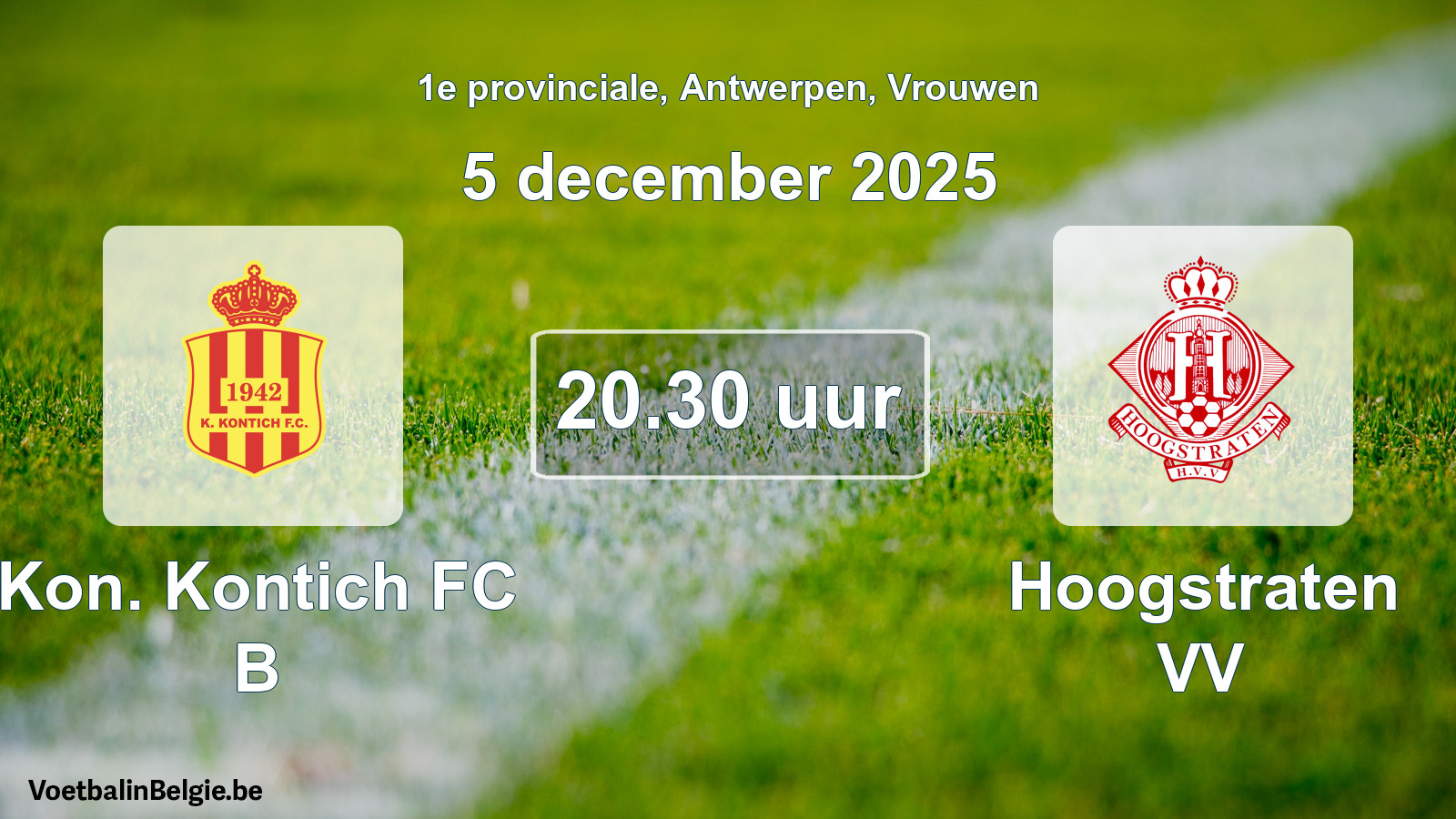 Geplande wedstrijd vrouwenvoetbal: Kon. Kontich FC B - Hoogstraten VV (5 december 2025)
