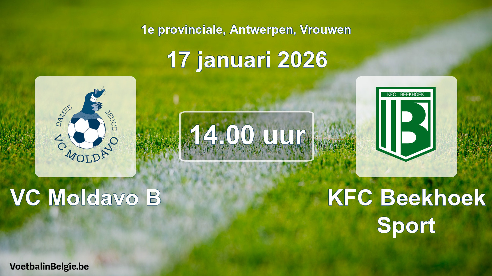 Scheduled match women football: VC Moldavo B - KFC Beekhoek Sport (17 January 2026)