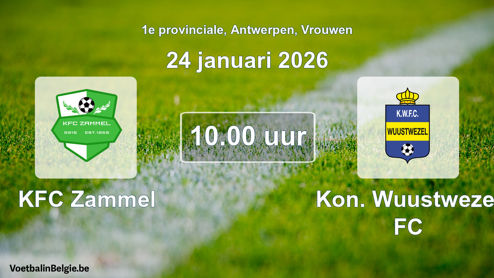 Scheduled match women football: KFC Zammel - Kon. Wuustwezel FC (24 January 2026)