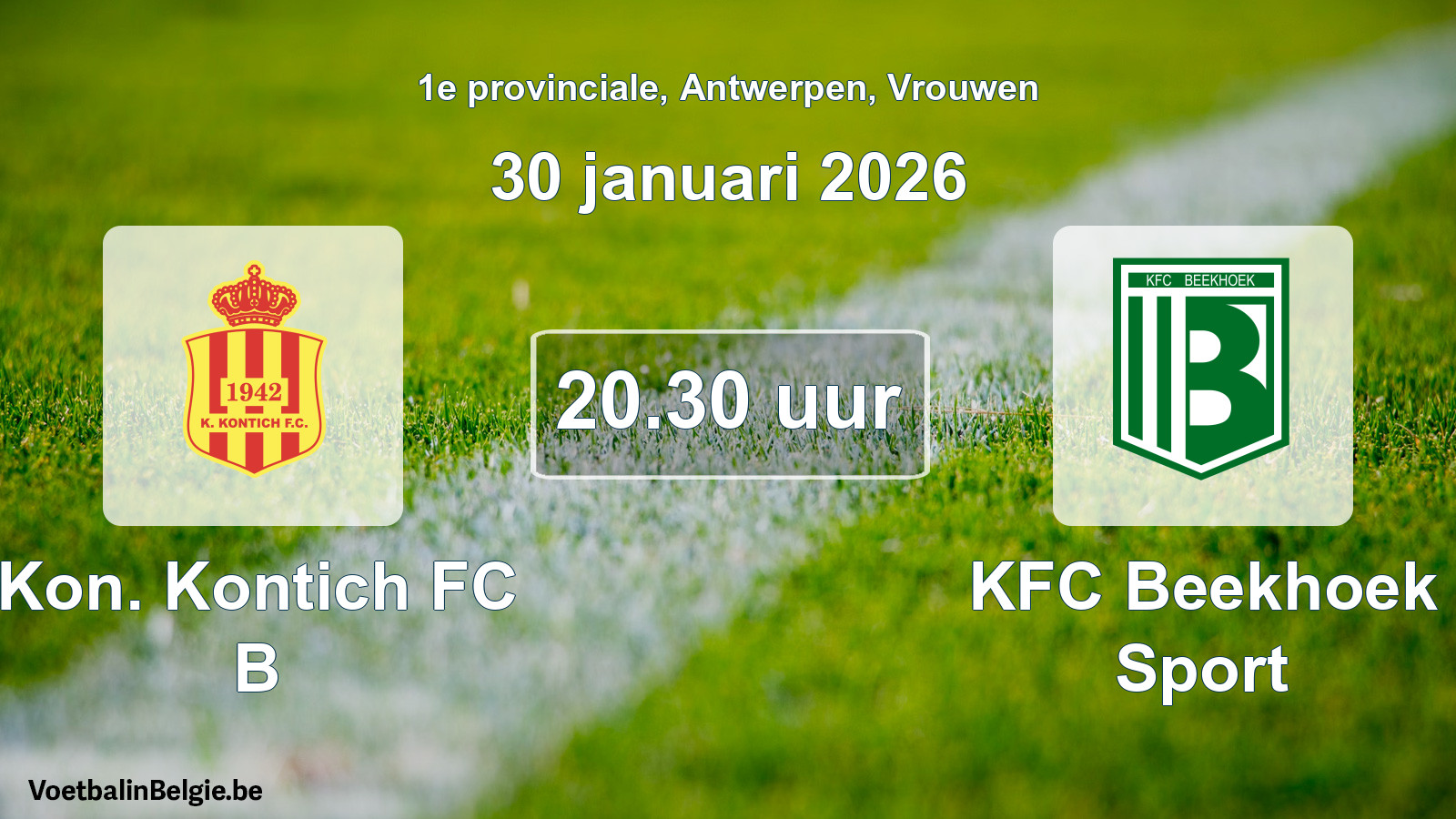 Geplande wedstrijd vrouwenvoetbal: Kon. Kontich FC B - KFC Beekhoek Sport (30 januari 2026)