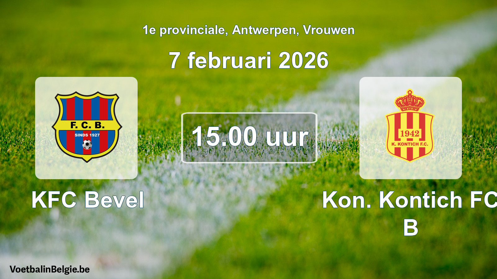 Scheduled match women football: KFC Bevel - Kon. Kontich FC B (7 February 2026)