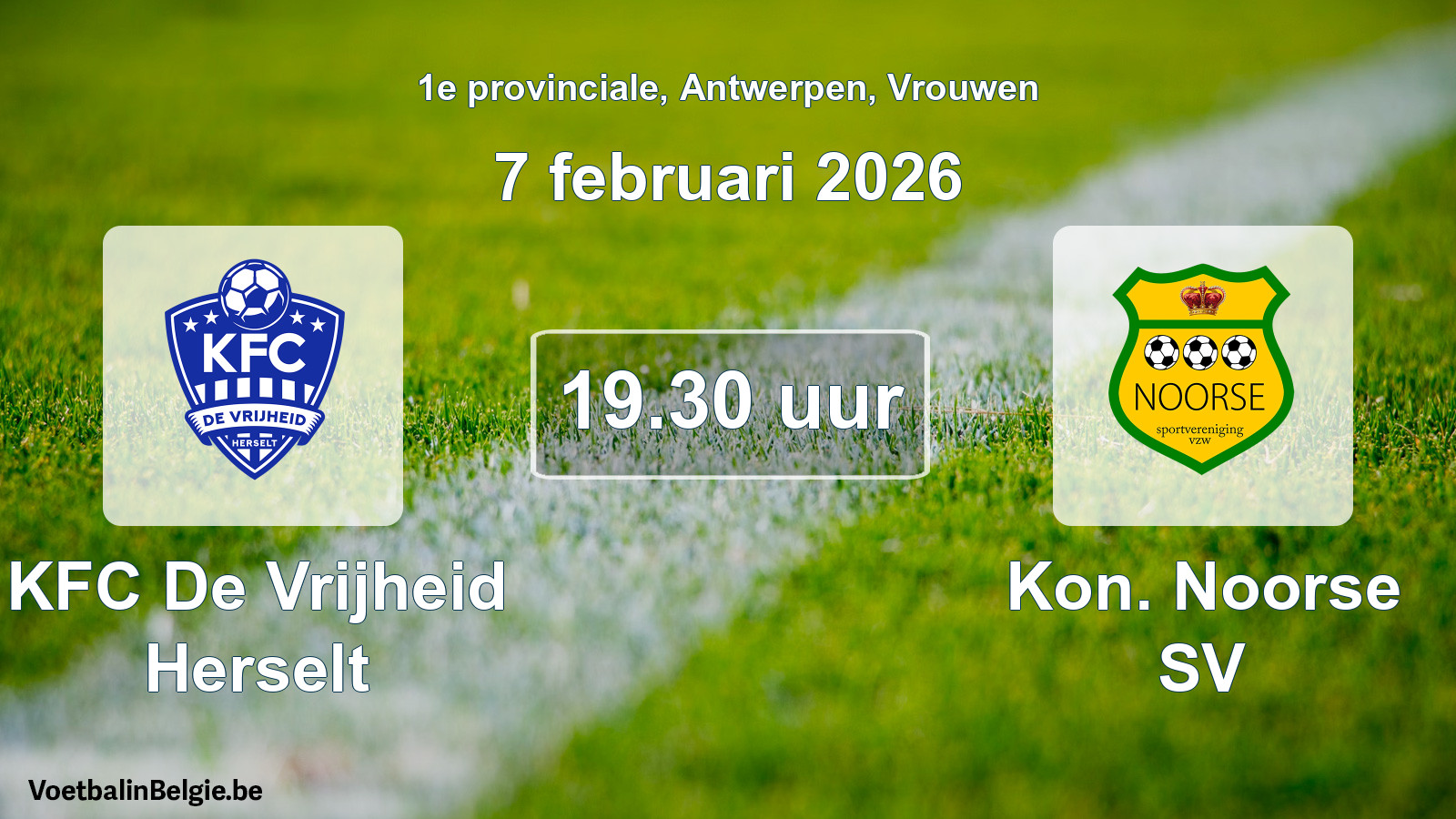 Scheduled match women football: KFC De Vrijheid Herselt - Kon. Noorse SV (7 February 2026)