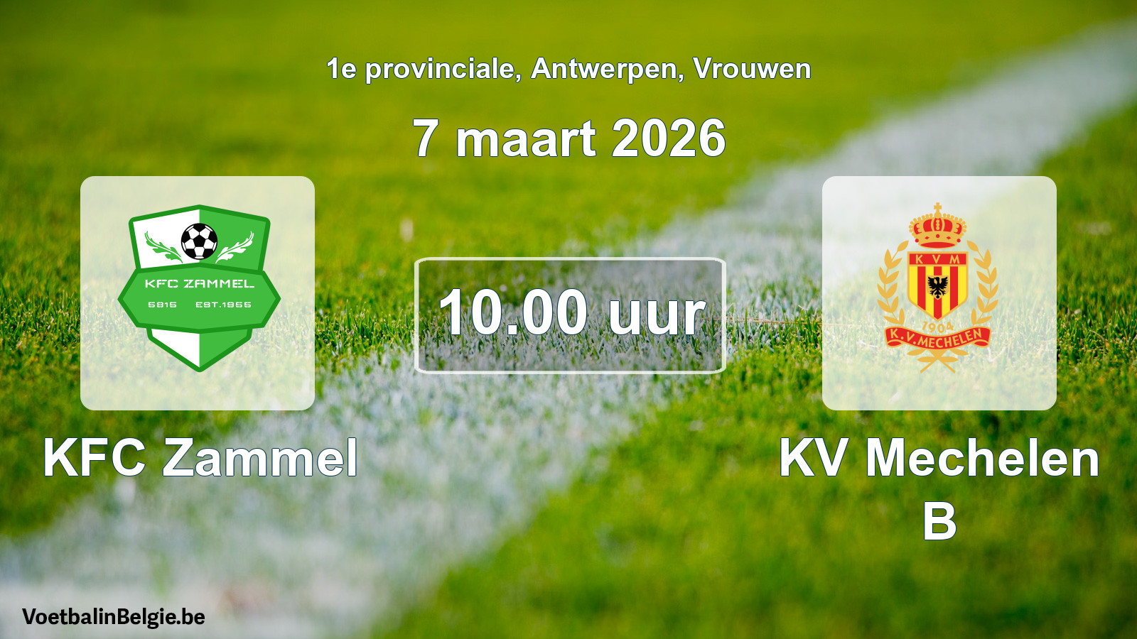 Scheduled match women football: KFC Zammel - KV Mechelen B (7 March 2026)