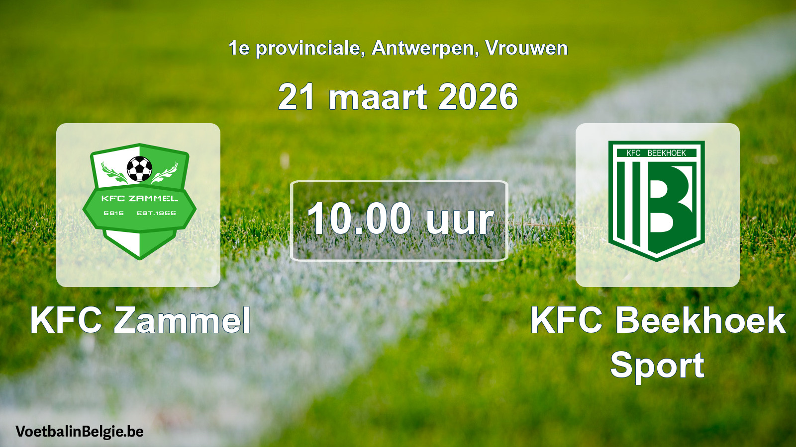 Geplande wedstrijd vrouwenvoetbal: KFC Zammel - KFC Beekhoek Sport (21 maart 2026)