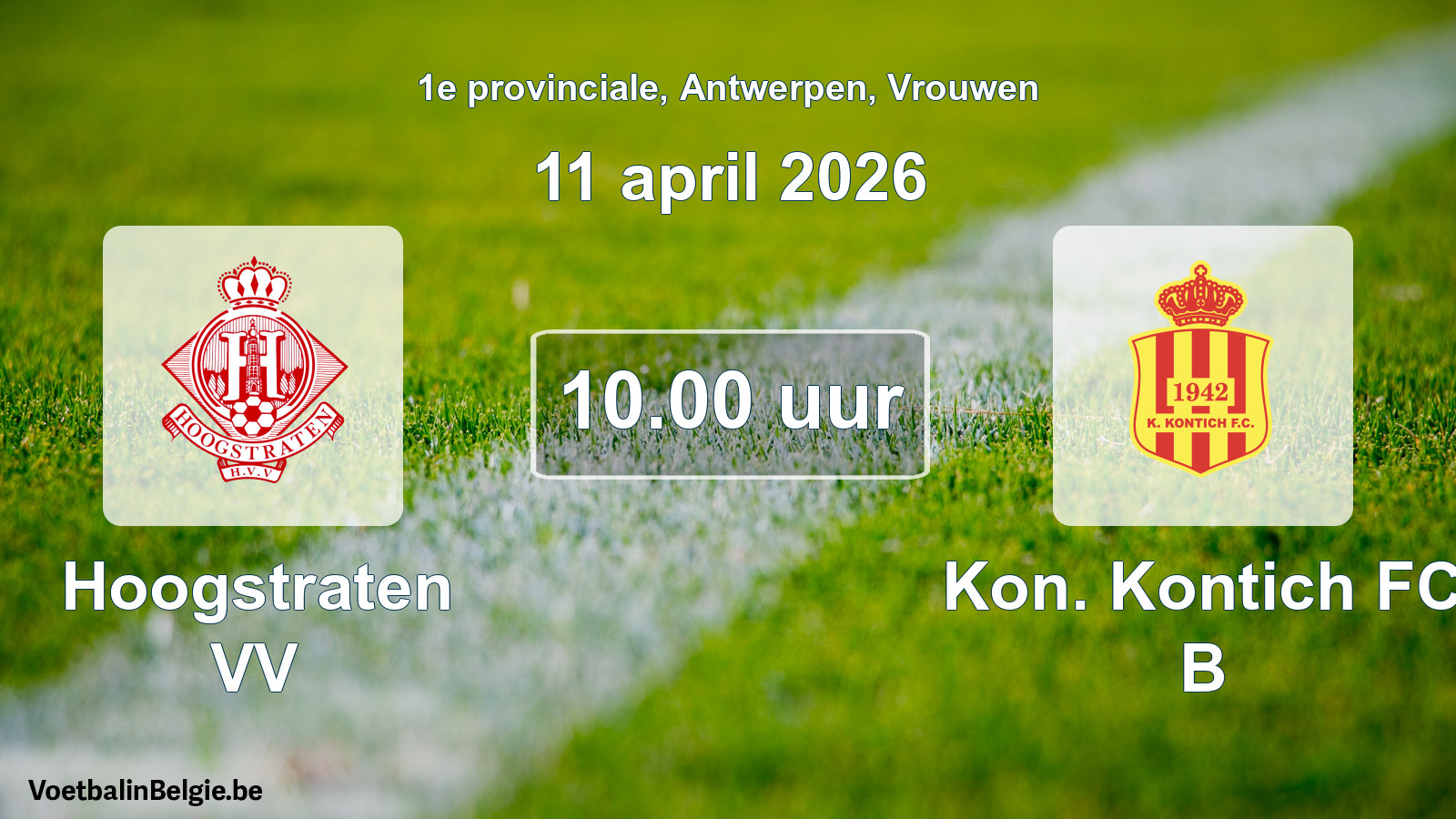 Scheduled match women football: Hoogstraten VV - Kon. Kontich FC B (11 April 2026)