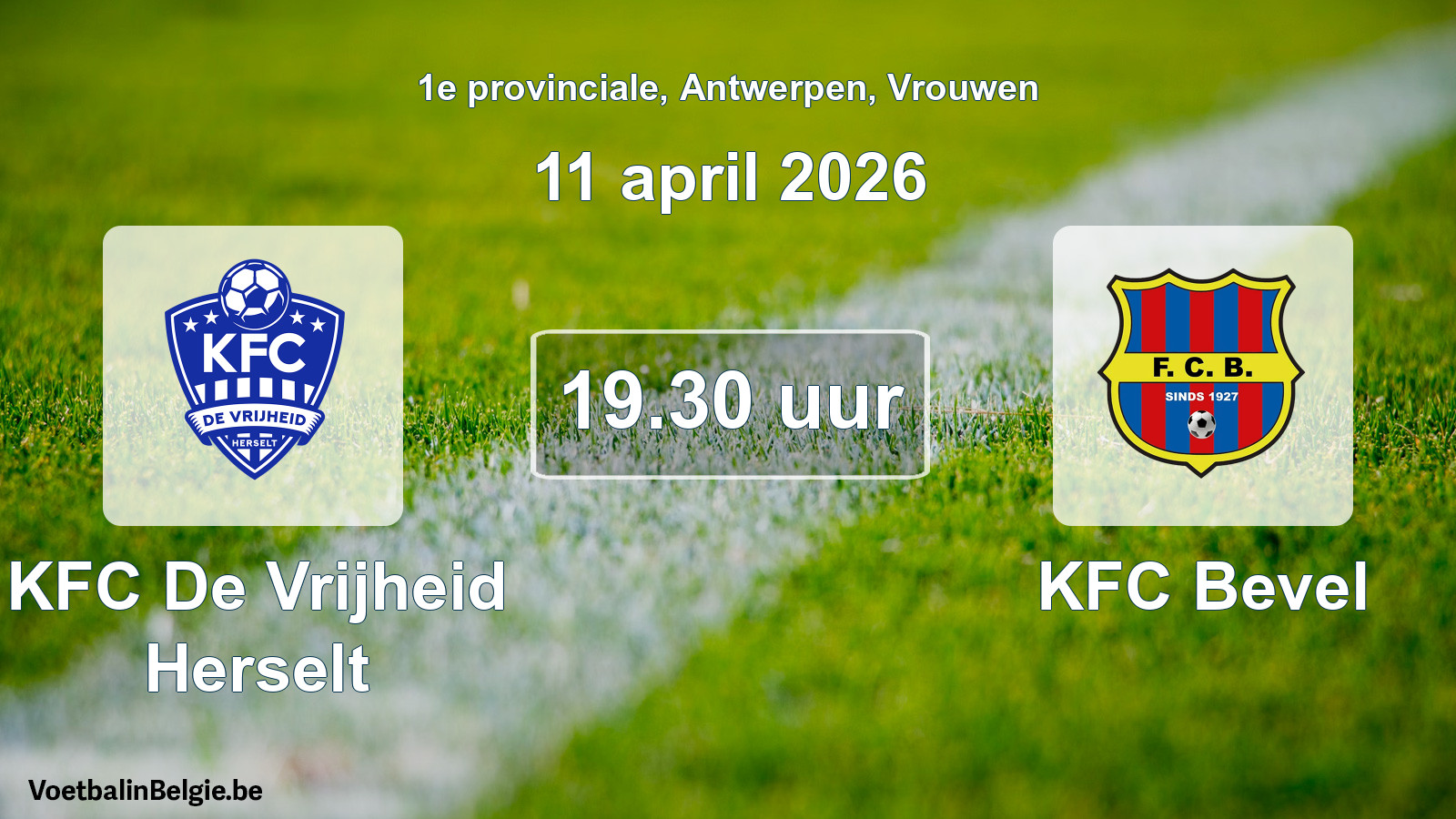 Scheduled match women football: KFC De Vrijheid Herselt - KFC Bevel (11 April 2026)
