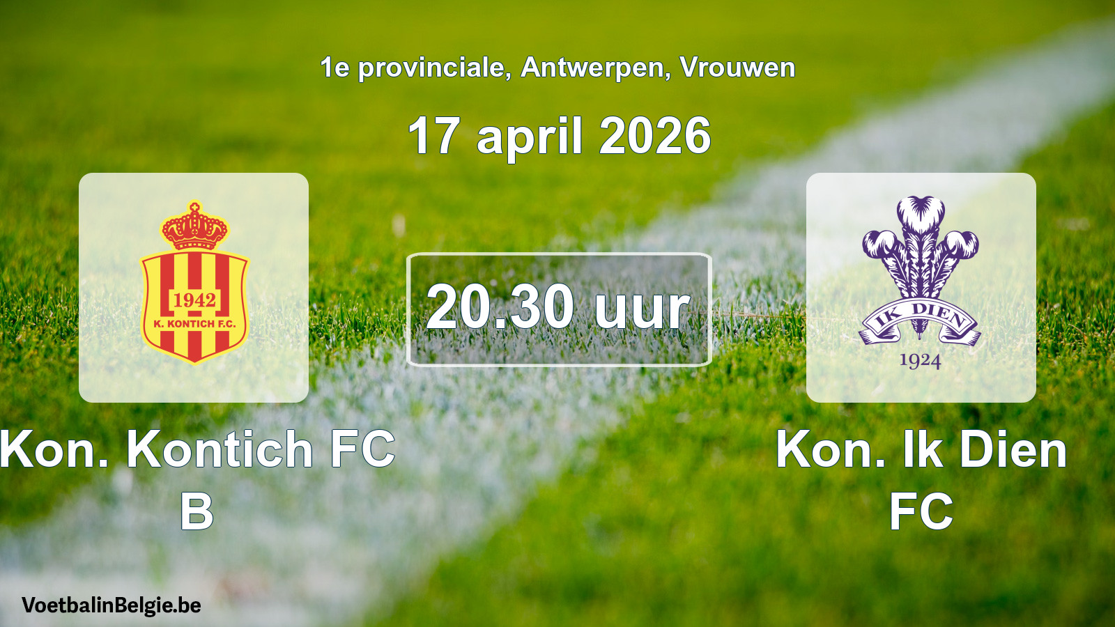Scheduled match women football: Kon. Kontich FC B - Kon. Ik Dien FC (17 April 2026)