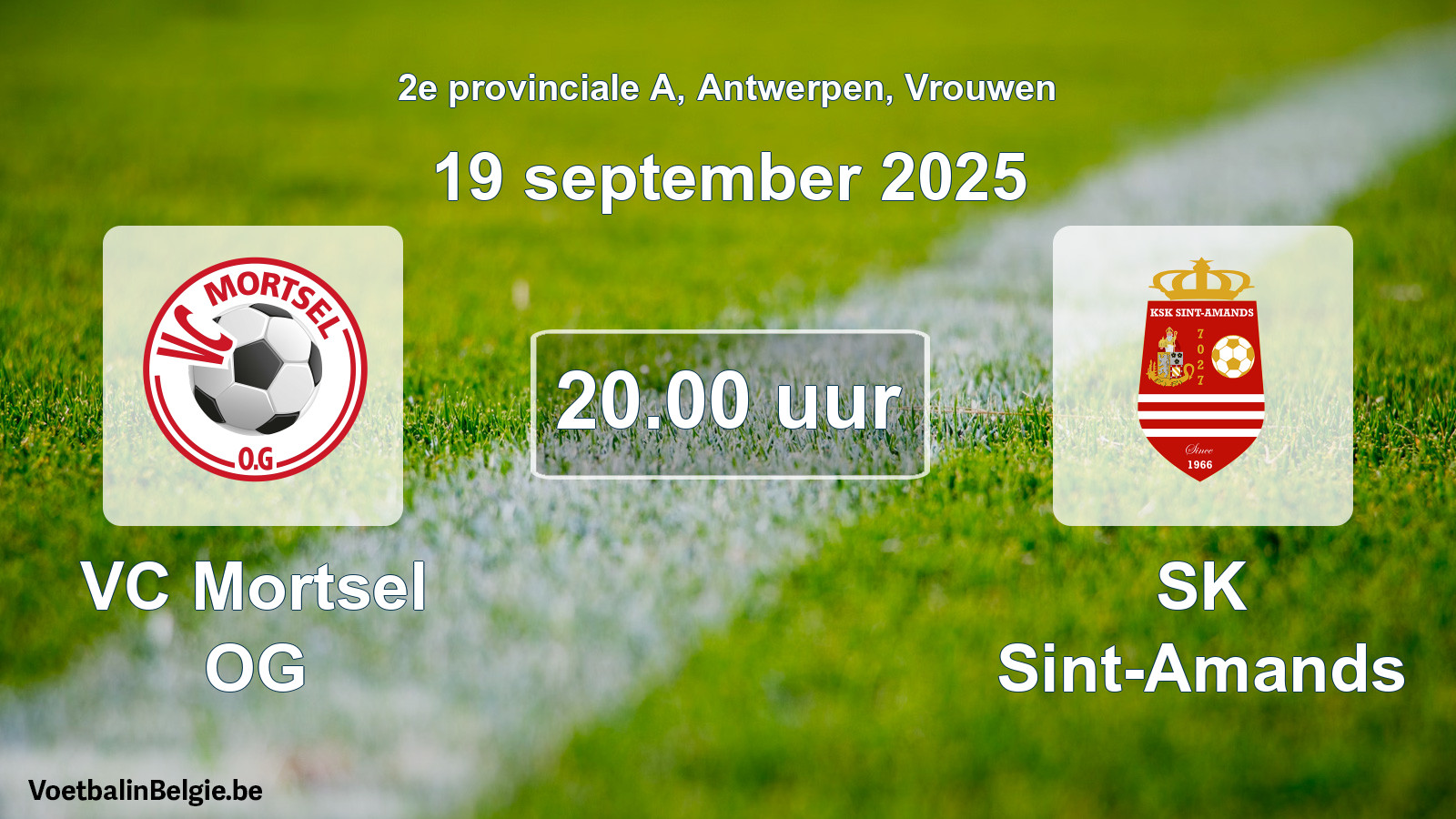 Scheduled match women football: VC Mortsel OG - SK Sint-Amands (19 September 2025)