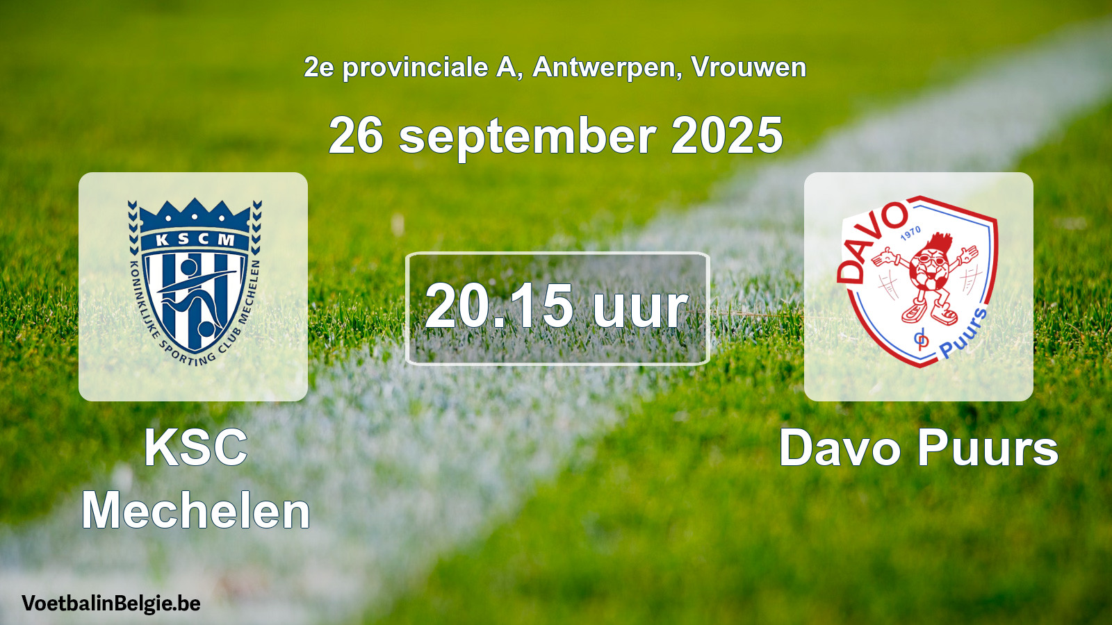 Scheduled match women football: KSC Mechelen - Davo Puurs (26 September 2025)