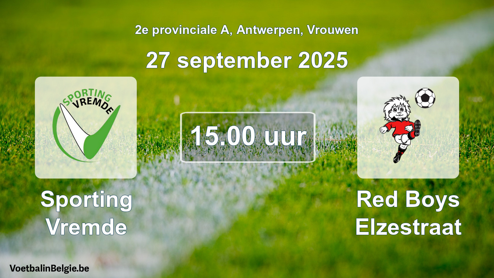 Scheduled match women football: Sporting Vremde - Red Boys Elzestraat (27 September 2025)