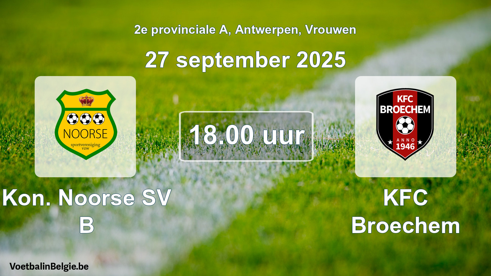 Scheduled match women football: Kon. Noorse SV B - KFC Broechem (27 September 2025)