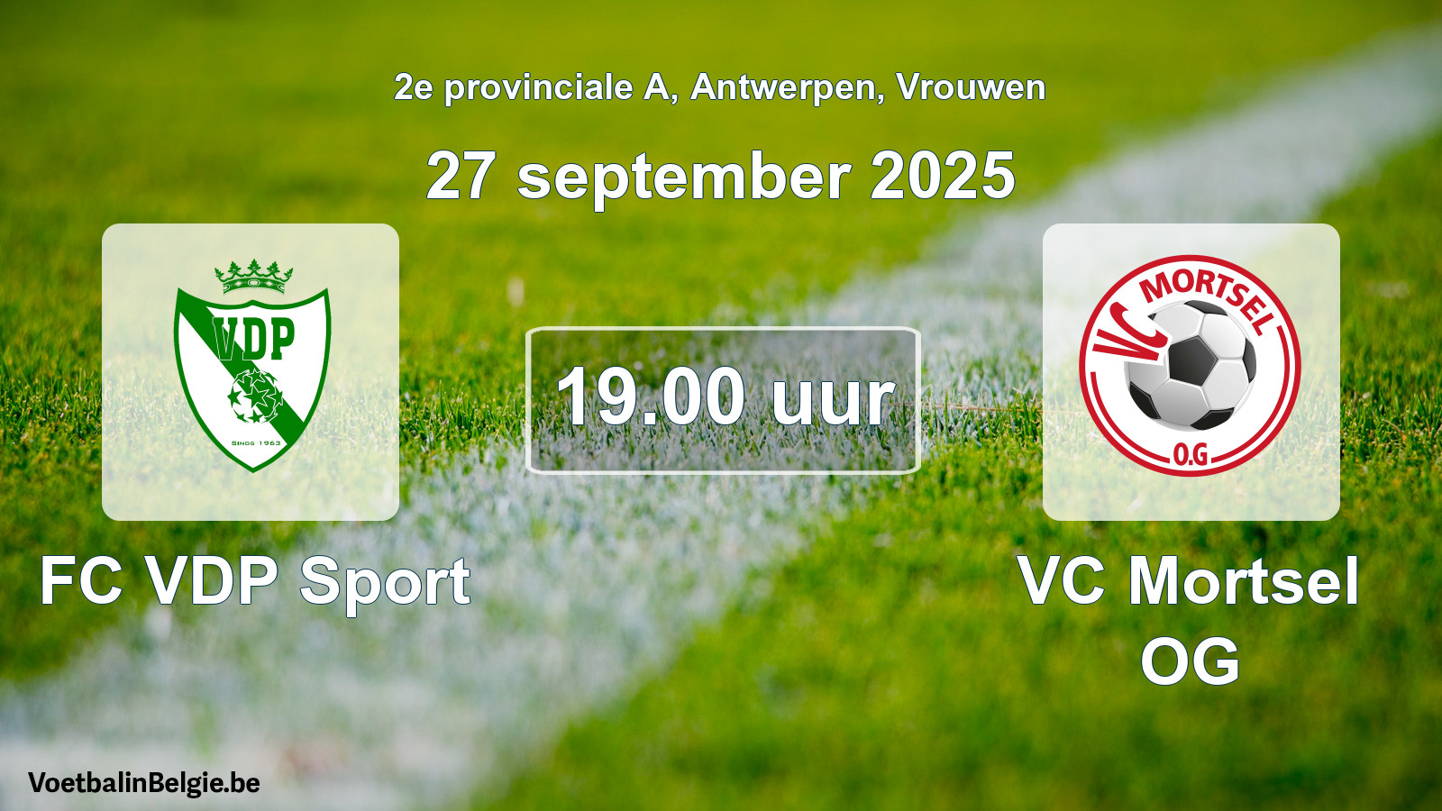 Geplande wedstrijd vrouwenvoetbal: FC VDP Sport - VC Mortsel OG (27 september 2025)