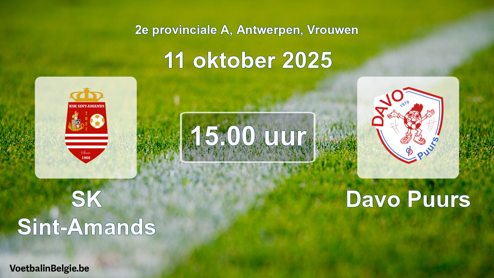 Geplande wedstrijd vrouwenvoetbal: SK Sint-Amands - Davo Puurs (11 oktober 2025)