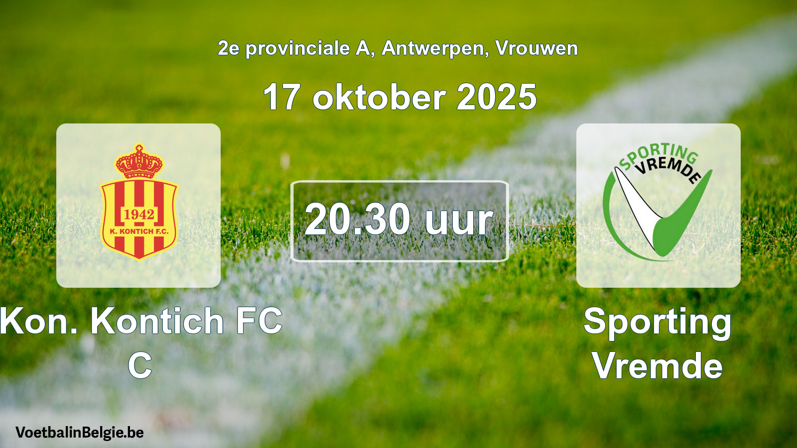 Scheduled match women football: Kon. Kontich FC C - Sporting Vremde (17 October 2025)