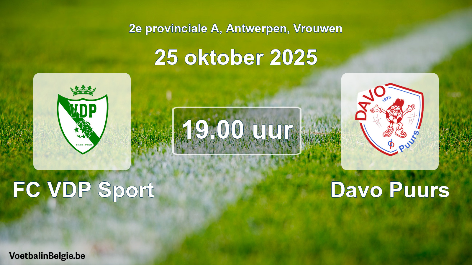 Geplande wedstrijd vrouwenvoetbal: FC VDP Sport - Davo Puurs (25 oktober 2025)