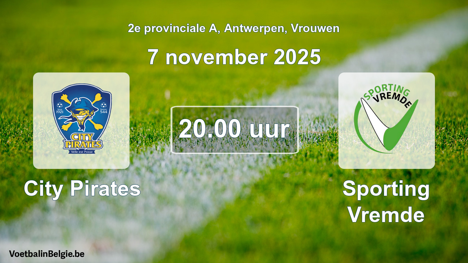 Scheduled match women football: City Pirates - Sporting Vremde (7 November 2025)