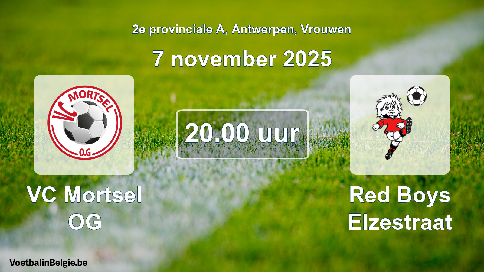 Geplande wedstrijd vrouwenvoetbal: VC Mortsel OG - Red Boys Elzestraat (7 november 2025)