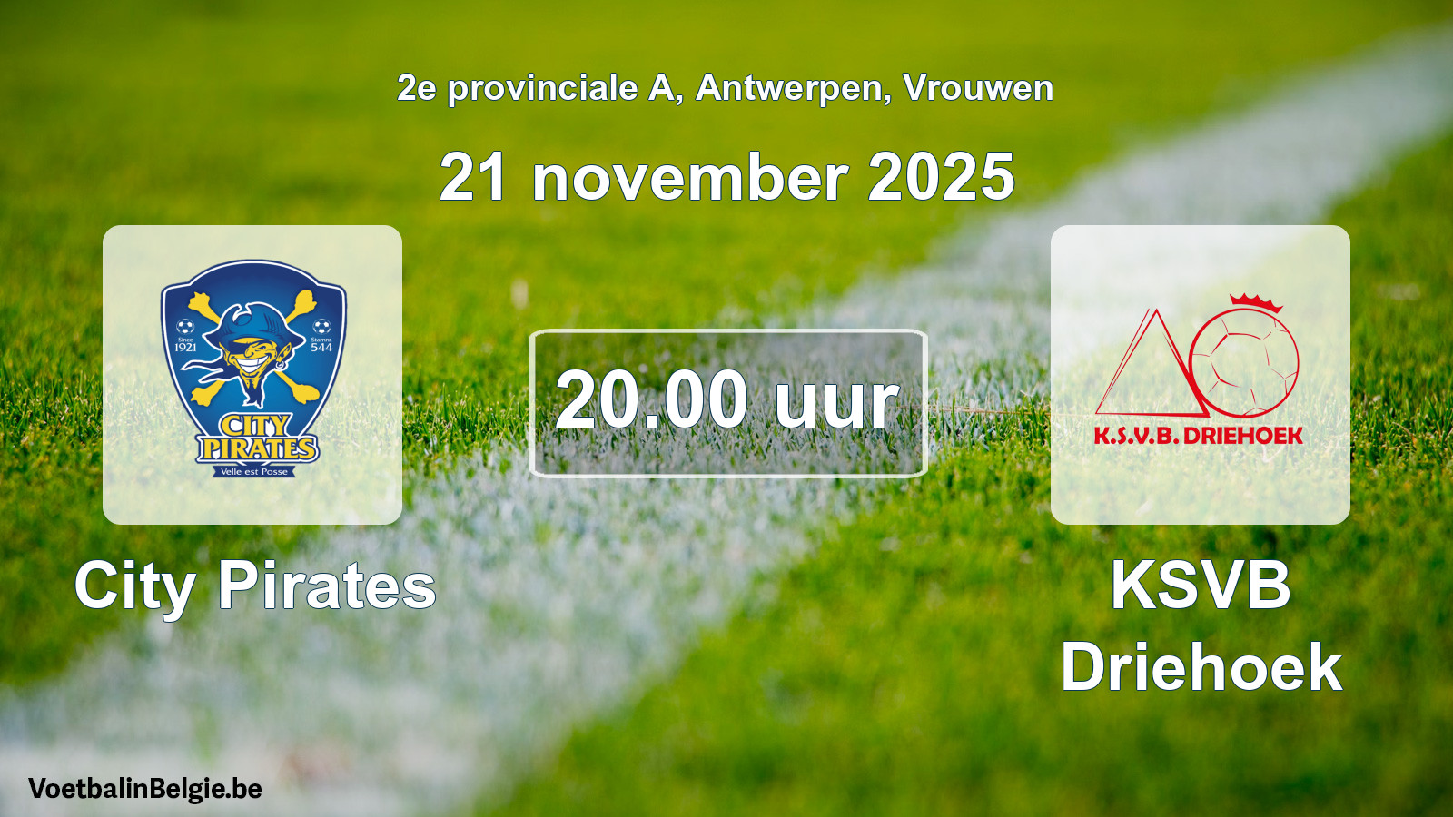 Scheduled match women football: City Pirates - KSVB Driehoek (21 November 2025)