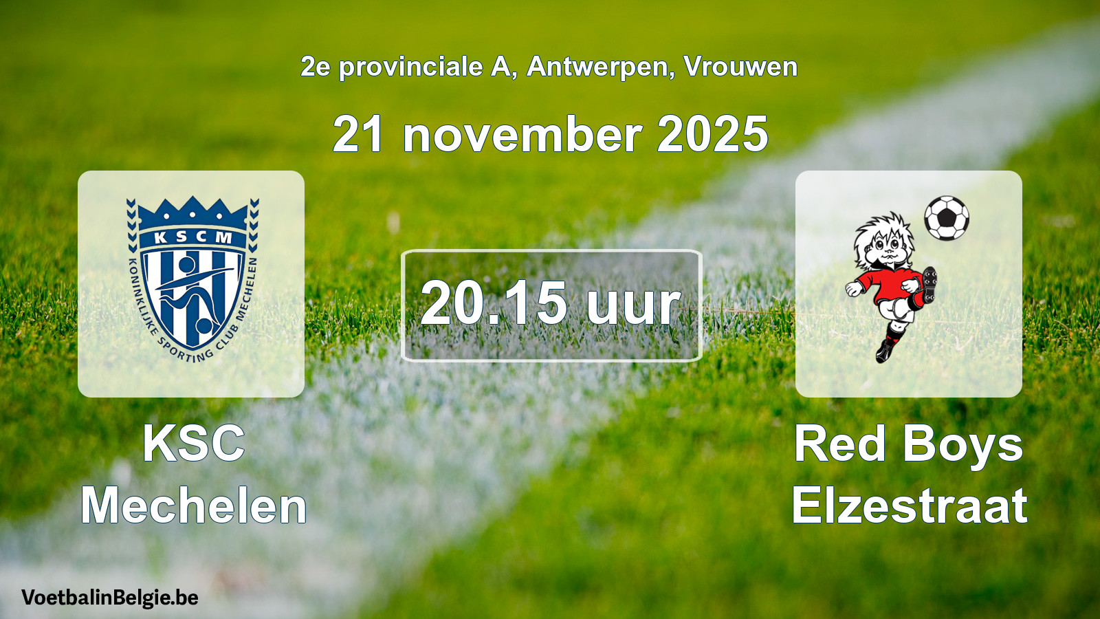 Geplande wedstrijd vrouwenvoetbal: KSC Mechelen - Red Boys Elzestraat (21 november 2025)