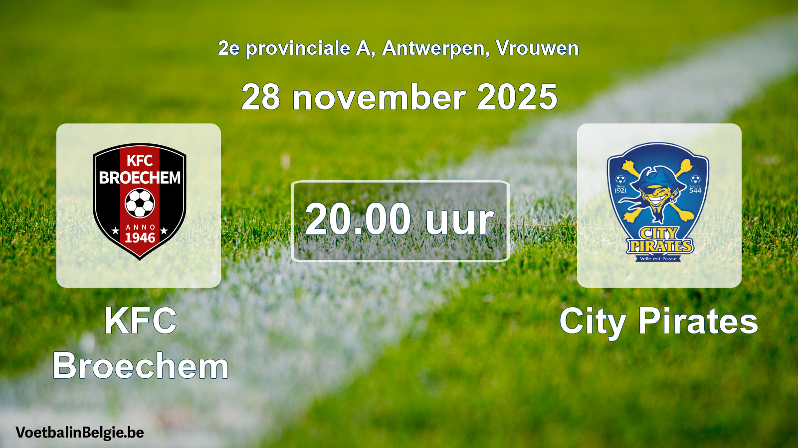 Geplande wedstrijd vrouwenvoetbal: KFC Broechem - City Pirates (28 november 2025)