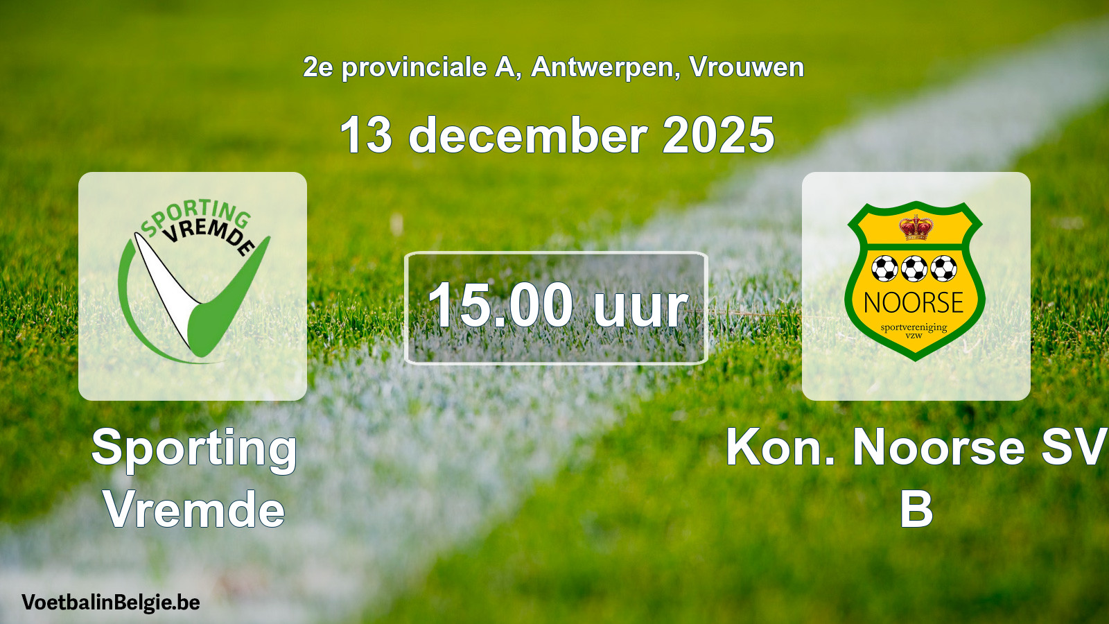 Scheduled match women football: Sporting Vremde - Kon. Noorse SV B (13 December 2025)