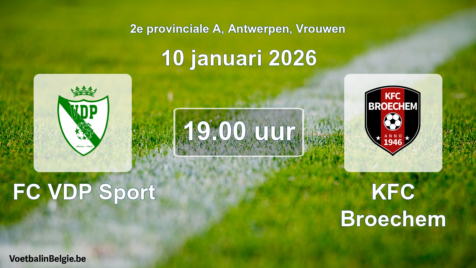 Scheduled match women football: FC VDP Sport - KFC Broechem (10 January 2026)