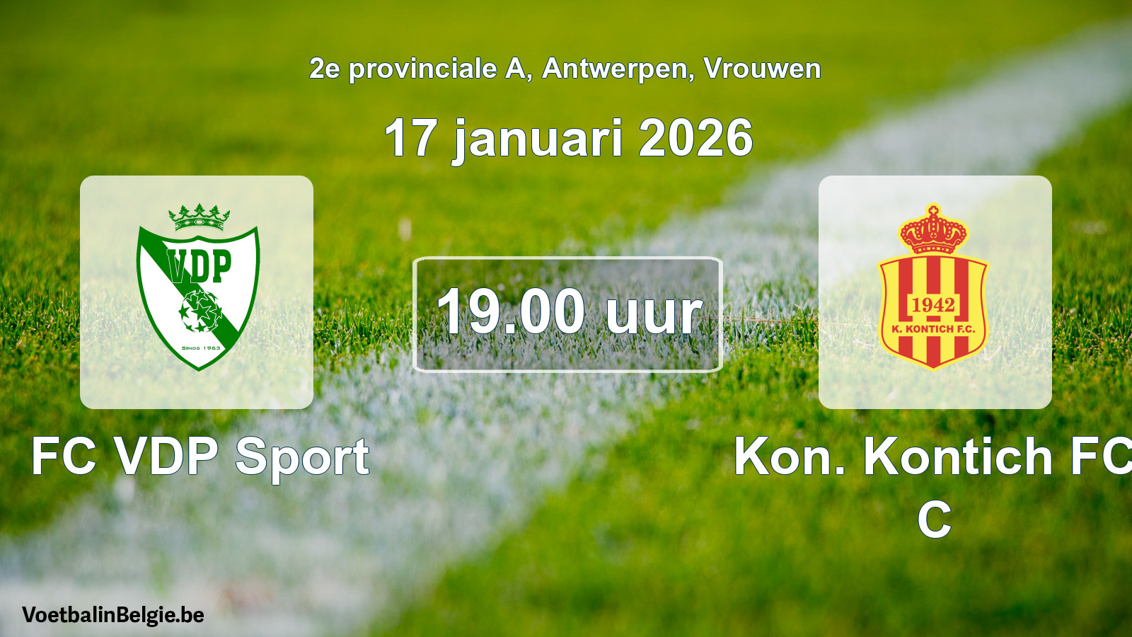 Geplande wedstrijd vrouwenvoetbal: FC VDP Sport - Kon. Kontich FC C (17 januari 2026)