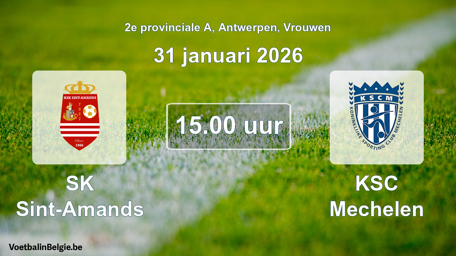 Scheduled match women football: SK Sint-Amands - KSC Mechelen (31 January 2026)