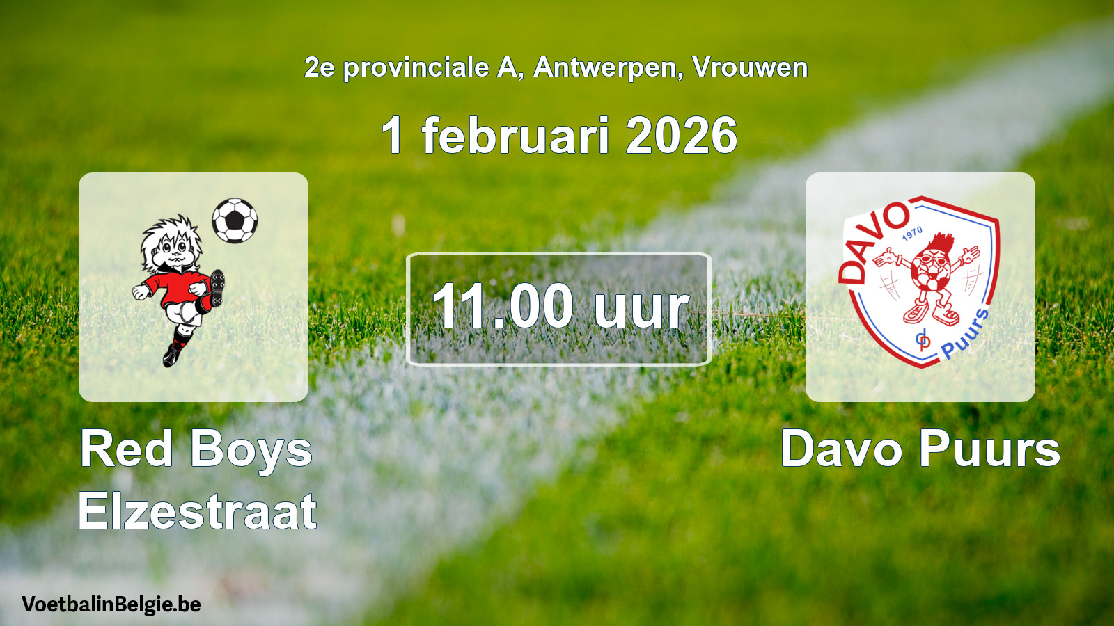 Scheduled match women football: Red Boys Elzestraat - Davo Puurs (1 February 2026)