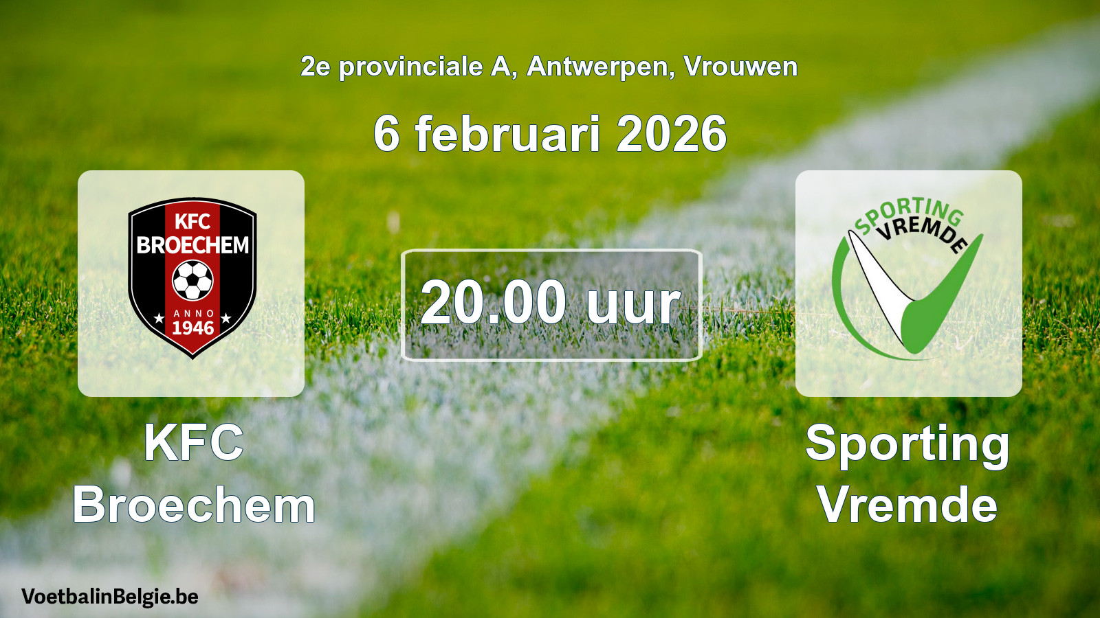 Scheduled match women football: KFC Broechem - Sporting Vremde (6 February 2026)